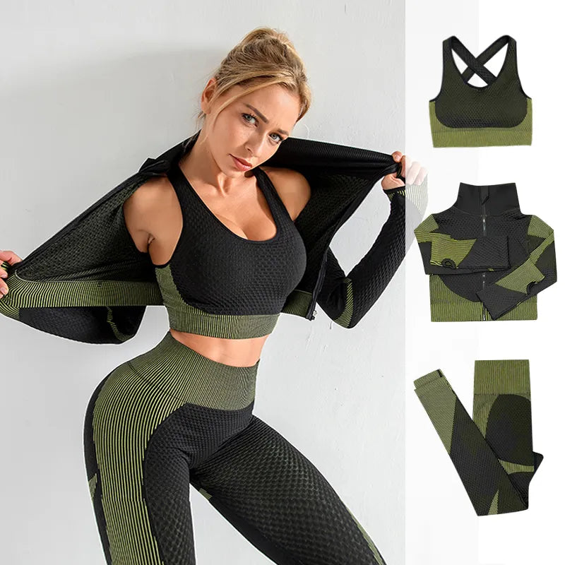 Conjunto de calça legging feminina sem costura- roupa esportiva