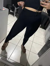 Leggings de Fitness - Controle de Barriga, Conforto Justo e Estilo Sem Costura Canelado de Cintura Alta!